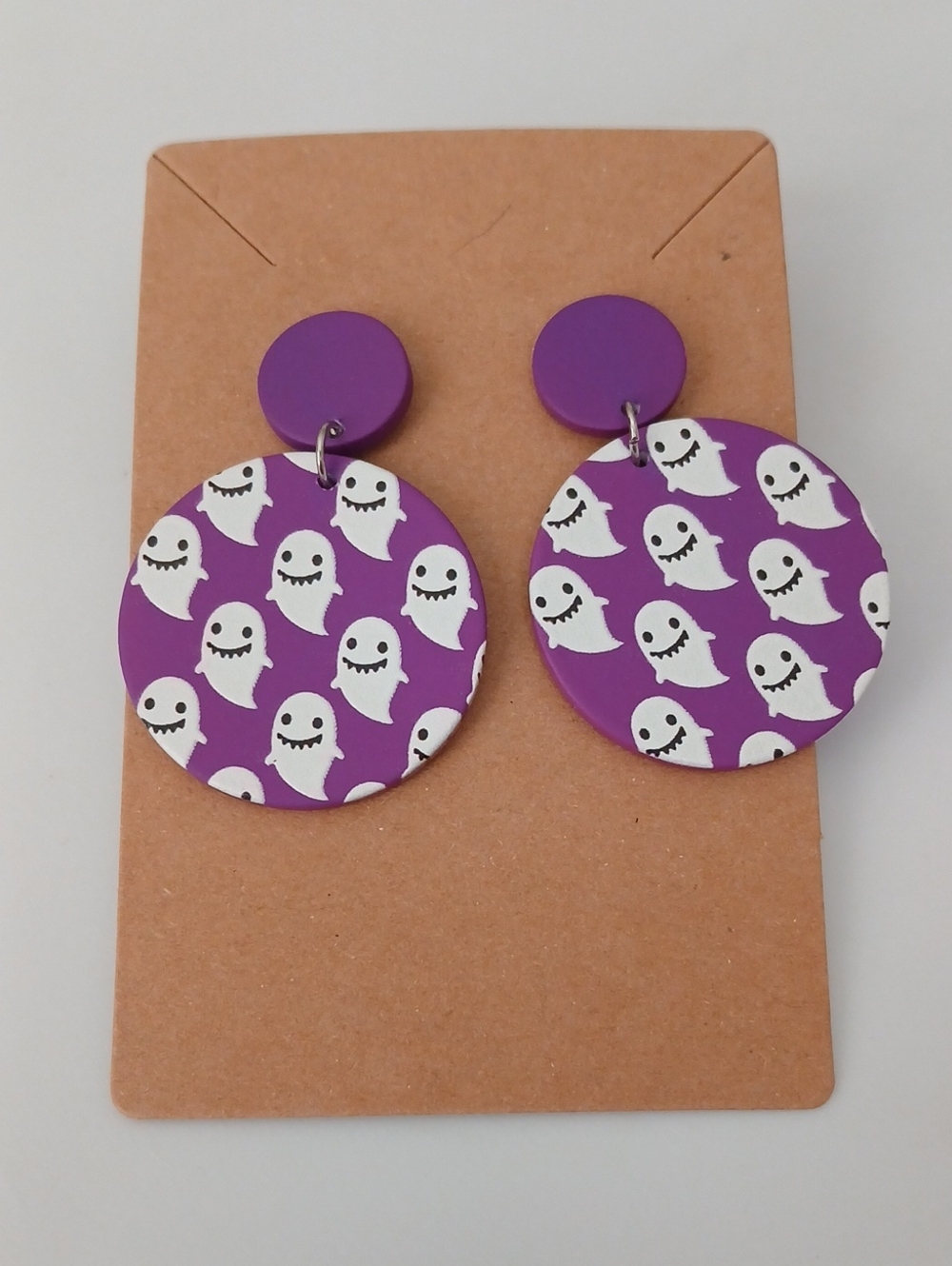 Fashion Jewelry Purple Ghost Pattern Earrings - Picture 2 of 3